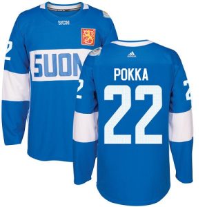 Kinder Team Finland #22 Ville Pokka Authentic Blau Auswärts 2016 World Cup